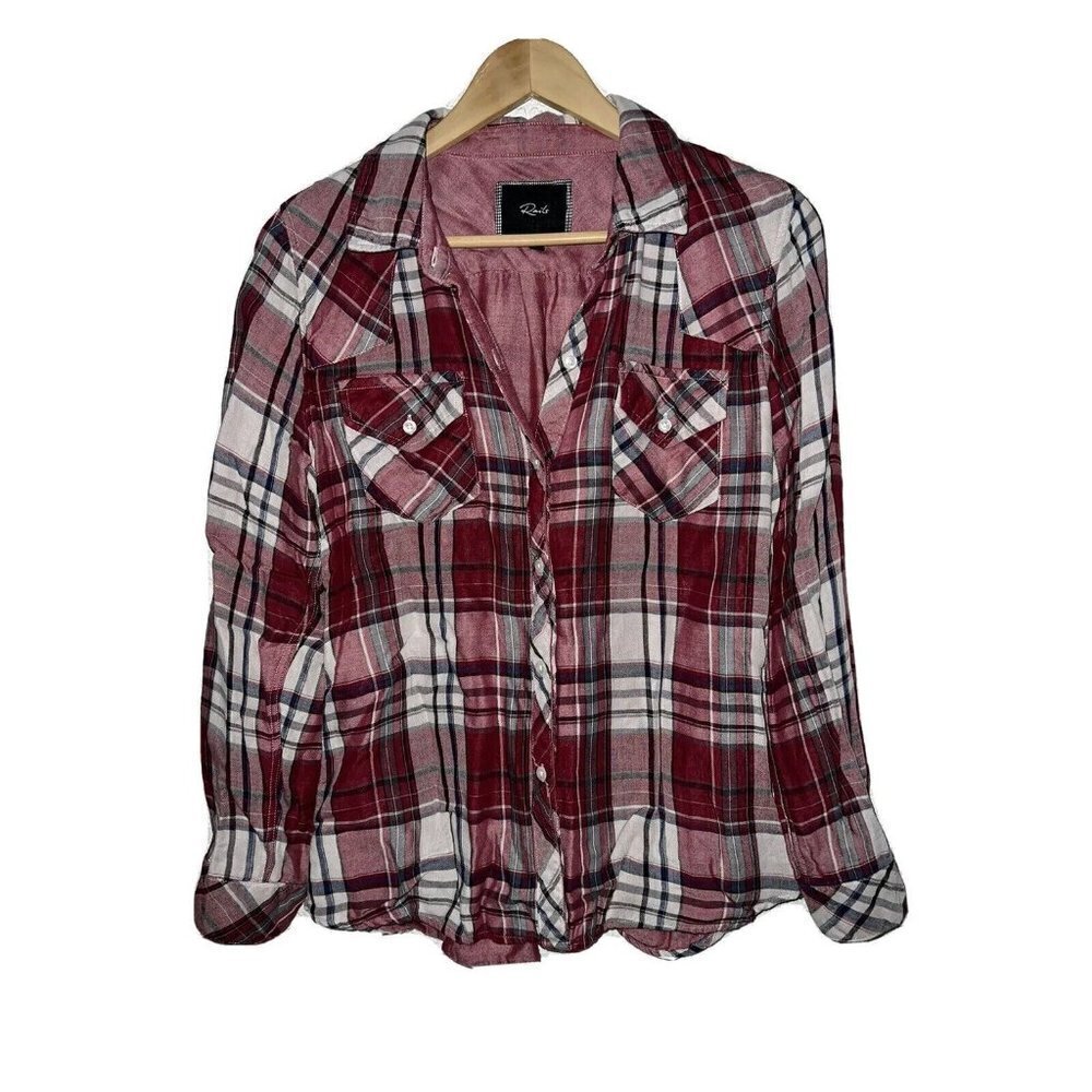 RAILS double lined flannel shirt crop style size medium soft red white black 1A